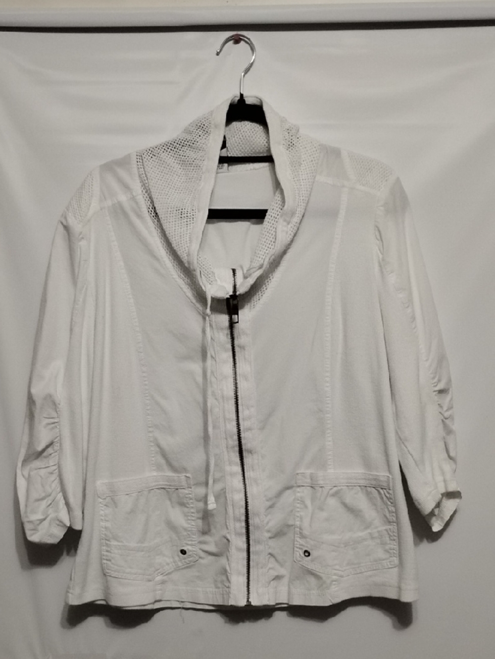 XCVI White Lightweight Zip-Front Bomber Jacket‎
